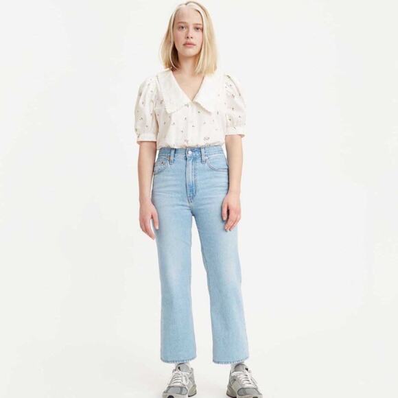 NWT Levi’s Math Club Flare High Rise Crop Jeans Denim in Light Wash Size 30 - Picture 2 of 11